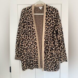 J.Crew Factory Leopard Print Open Cardigan Sweater